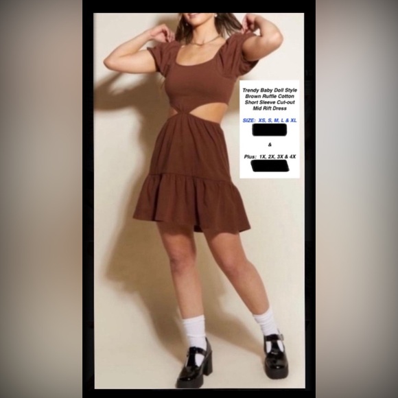 🐣  PLUS Size ~ Trendy Baby Doll Style Peasant Dress ~ NWT - Picture 6 of 7